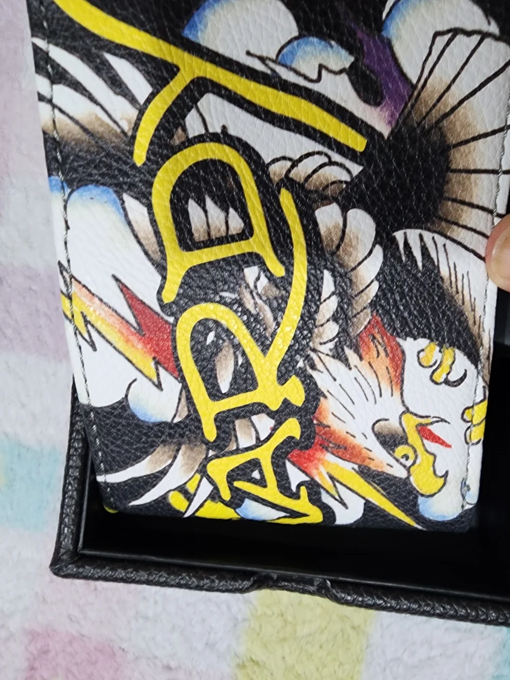 Ed Hardy Bifold Wallet Multicolor Eagle Tattoo Graphic w/ Gift Box New With Tags